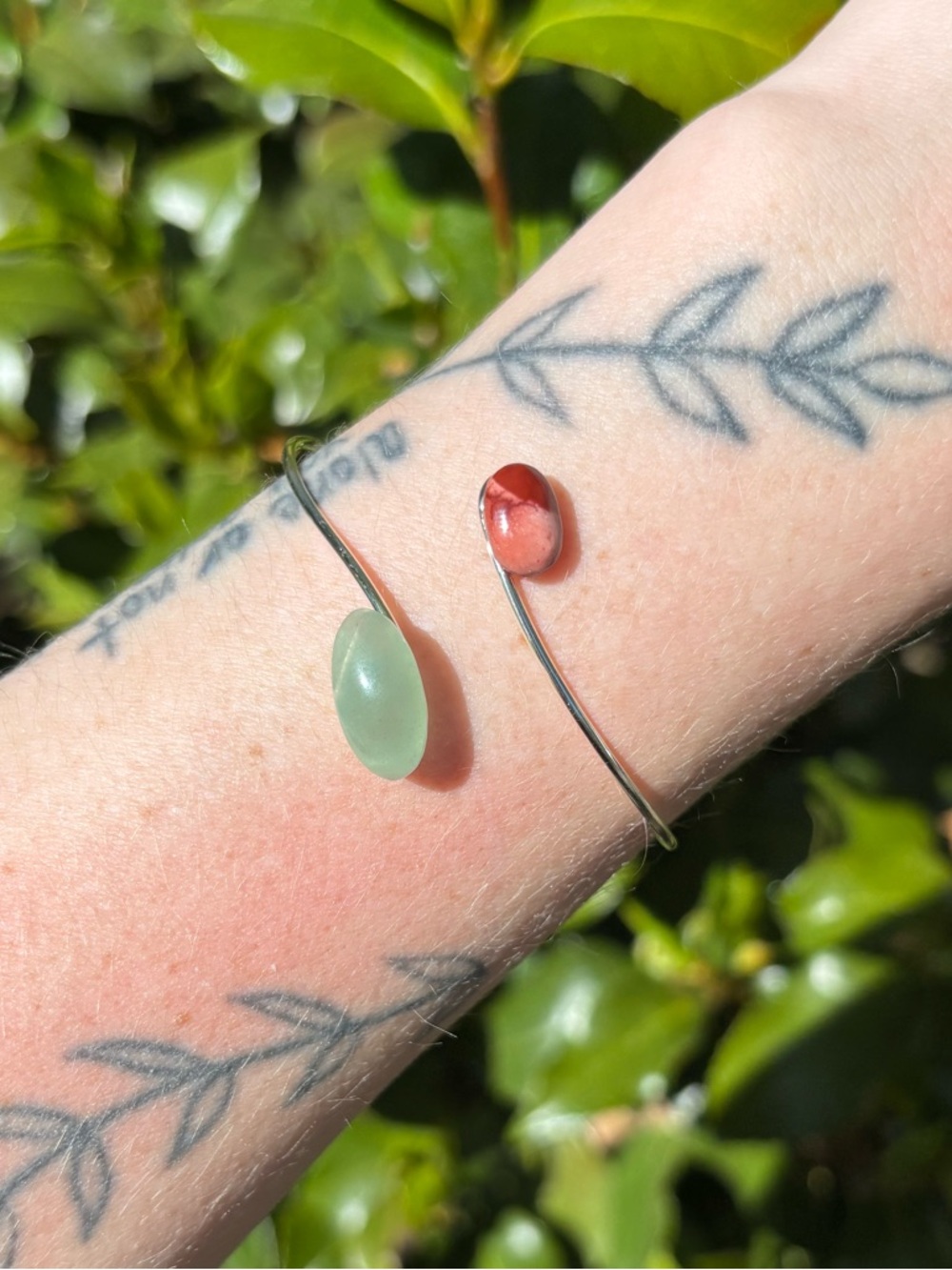 Adventurine and mooakite bangle bracelet